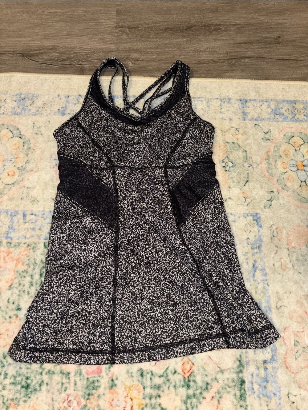 Lululemon look alike Black & White Speckled Racerback Tank Top